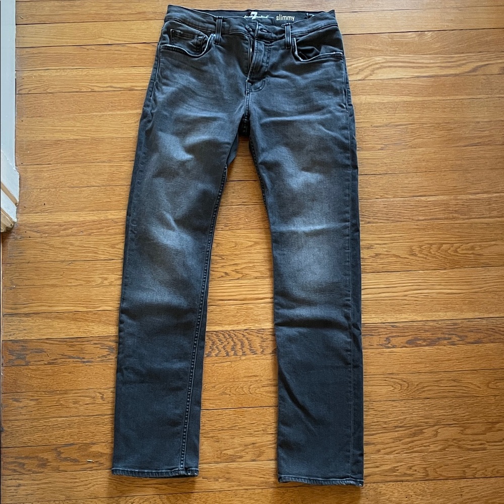 7 For All Mankind Men's Dark Gray/black Slim Jeans size 31
